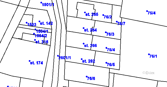 Parcela st. 266 v KÚ Loučka, Katastrální mapa