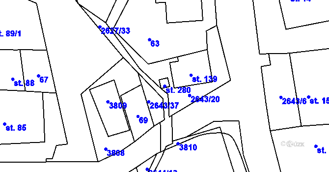 Parcela st. 280 v KÚ Loučka, Katastrální mapa