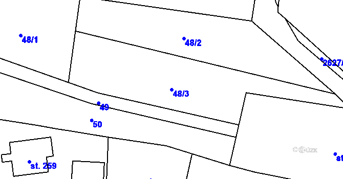 Parcela st. 48/3 v KÚ Loučka, Katastrální mapa