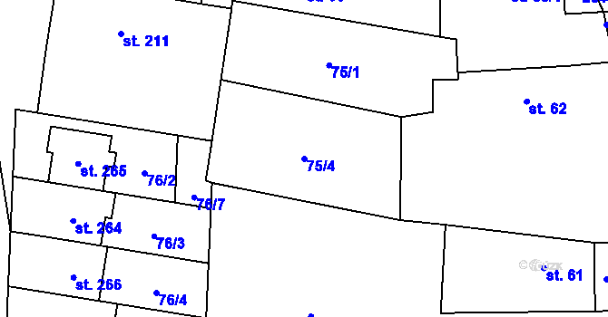 Parcela st. 75/4 v KÚ Loučka, Katastrální mapa