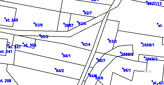 Parcela st. 92/4 v KÚ Loučka, Katastrální mapa