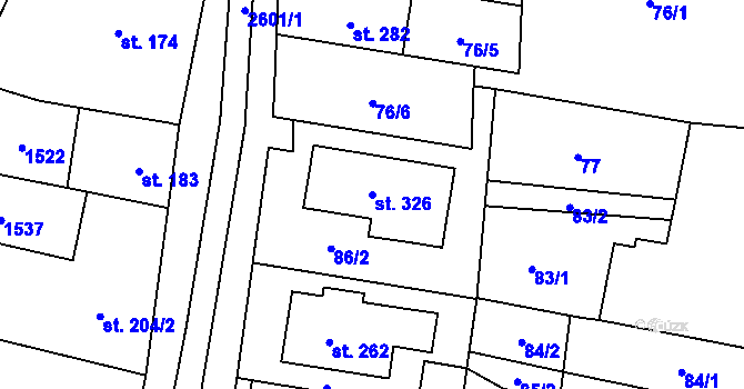Parcela st. 326 v KÚ Loučka, Katastrální mapa
