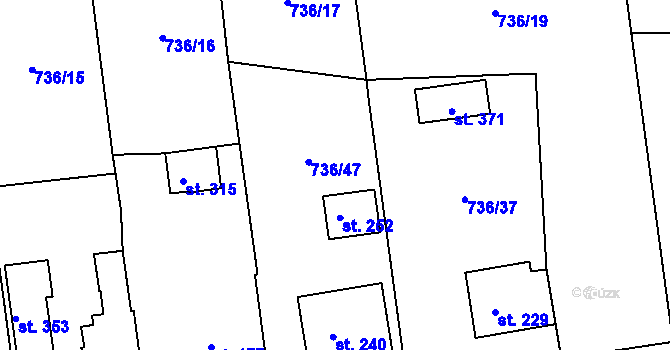 Parcela st. 252 v KÚ Loučka u Valašského Meziříčí, Katastrální mapa