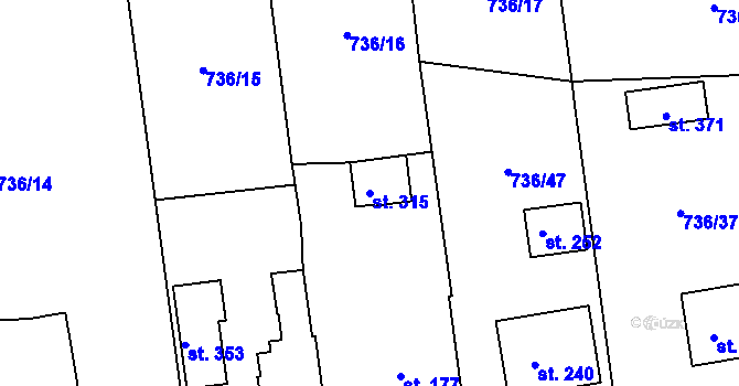Parcela st. 315 v KÚ Loučka u Valašského Meziříčí, Katastrální mapa