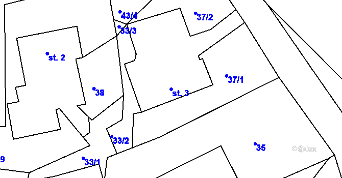Parcela st. 3 v KÚ Loučky, Katastrální mapa