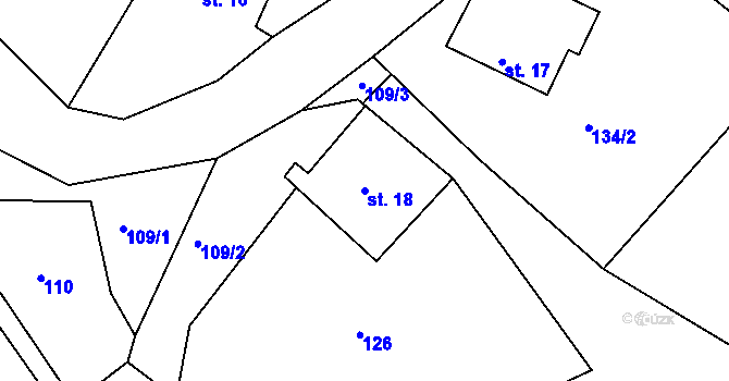 Parcela st. 18 v KÚ Loučky, Katastrální mapa