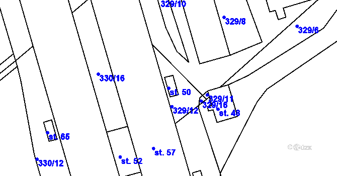 Parcela st. 50 v KÚ Loučky, Katastrální mapa