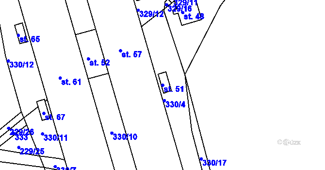 Parcela st. 51 v KÚ Loučky, Katastrální mapa