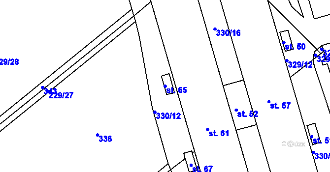 Parcela st. 65 v KÚ Loučky, Katastrální mapa