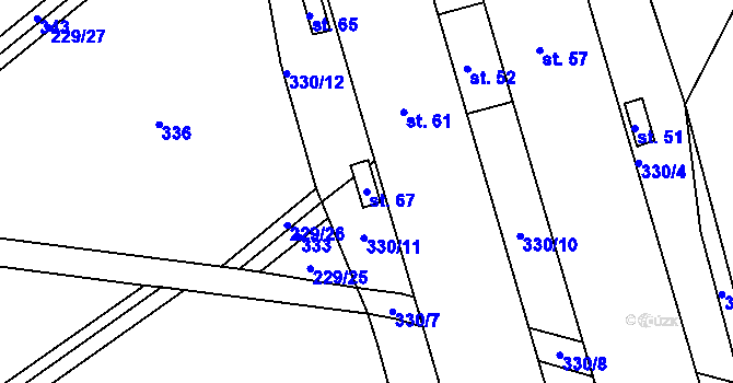 Parcela st. 67 v KÚ Loučky, Katastrální mapa