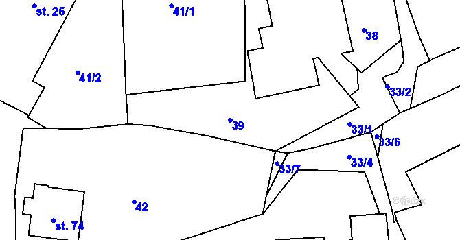 Parcela st. 39 v KÚ Loučky, Katastrální mapa