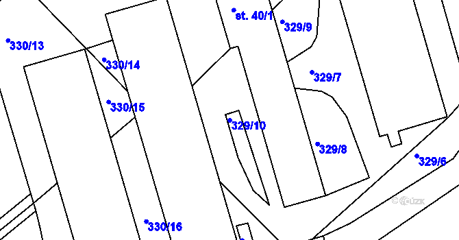 Parcela st. 329/10 v KÚ Loučky, Katastrální mapa