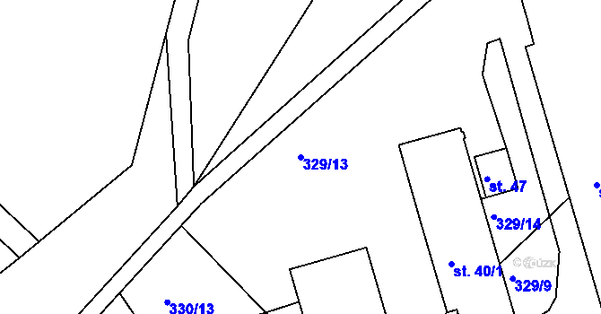 Parcela st. 329/13 v KÚ Loučky, Katastrální mapa