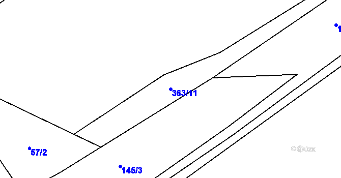 Parcela st. 363/11 v KÚ Loučky, Katastrální mapa