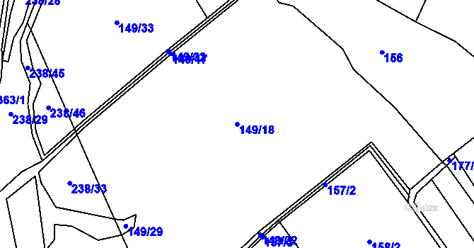 Parcela st. 149/18 v KÚ Loučky, Katastrální mapa