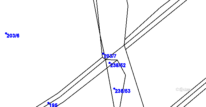 Parcela st. 203/7 v KÚ Loučky, Katastrální mapa