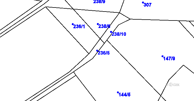 Parcela st. 236/5 v KÚ Loučky, Katastrální mapa