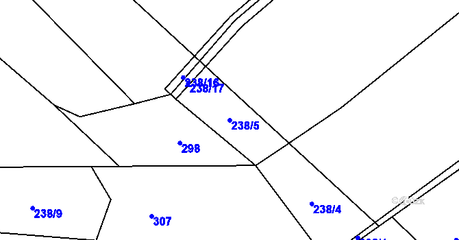 Parcela st. 238/5 v KÚ Loučky, Katastrální mapa