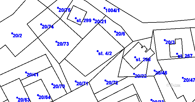 Parcela st. 4/2 v KÚ Háj u Loučné pod Klínovcem, Katastrální mapa