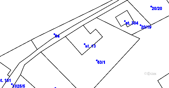 Parcela st. 13 v KÚ Háj u Loučné pod Klínovcem, Katastrální mapa