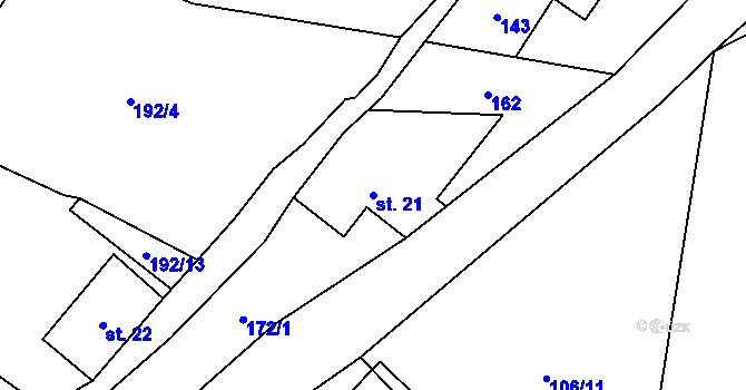 Parcela st. 21 v KÚ Háj u Loučné pod Klínovcem, Katastrální mapa