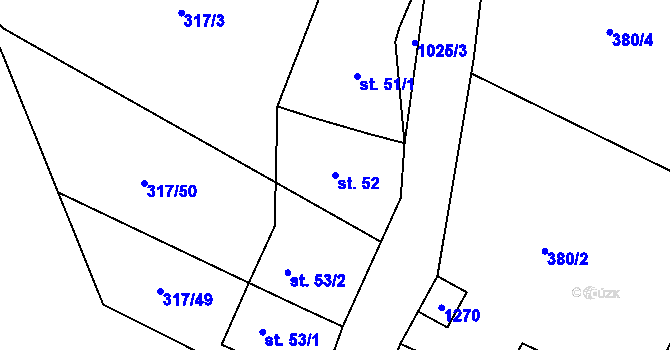 Parcela st. 52 v KÚ Háj u Loučné pod Klínovcem, Katastrální mapa