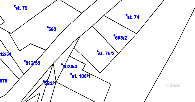 Parcela st. 75/2 v KÚ Háj u Loučné pod Klínovcem, Katastrální mapa