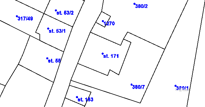 Parcela st. 171 v KÚ Háj u Loučné pod Klínovcem, Katastrální mapa