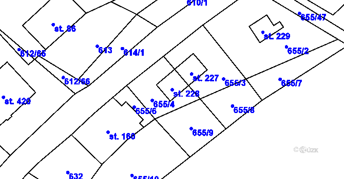 Parcela st. 228 v KÚ Háj u Loučné pod Klínovcem, Katastrální mapa