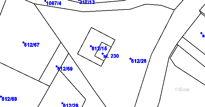 Parcela st. 230 v KÚ Háj u Loučné pod Klínovcem, Katastrální mapa