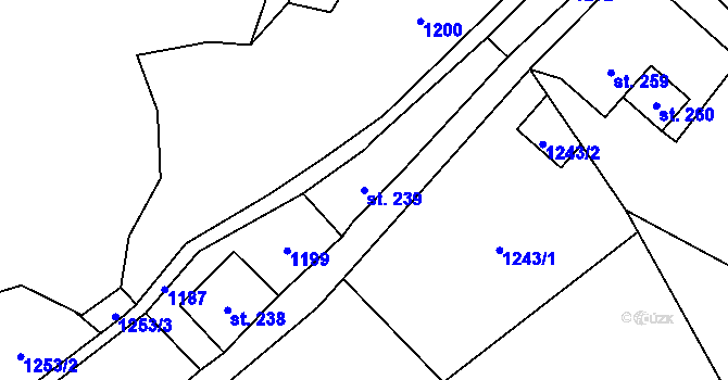 Parcela st. 239 v KÚ Háj u Loučné pod Klínovcem, Katastrální mapa