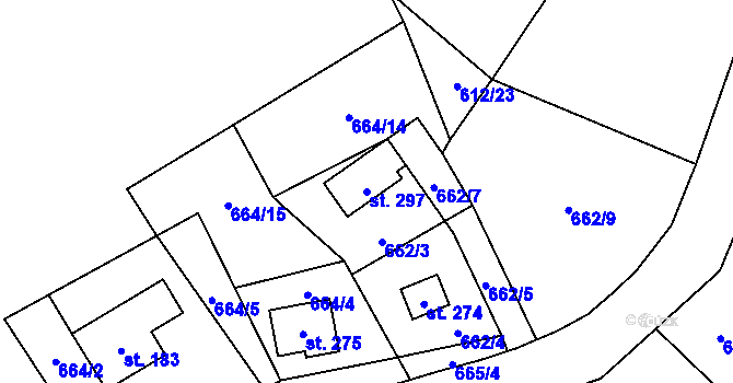 Parcela st. 297 v KÚ Háj u Loučné pod Klínovcem, Katastrální mapa