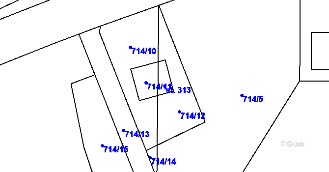 Parcela st. 313 v KÚ Háj u Loučné pod Klínovcem, Katastrální mapa