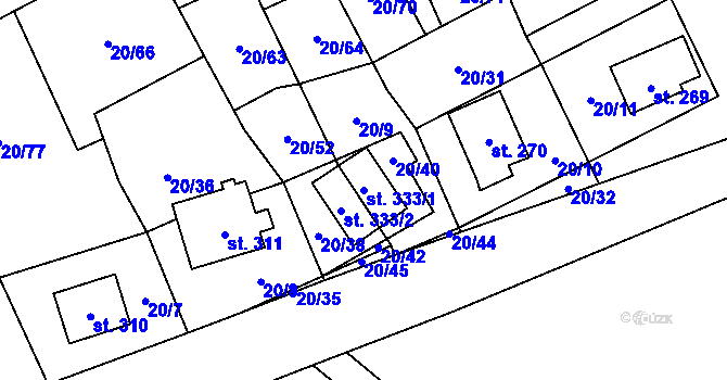 Parcela st. 333/1 v KÚ Háj u Loučné pod Klínovcem, Katastrální mapa