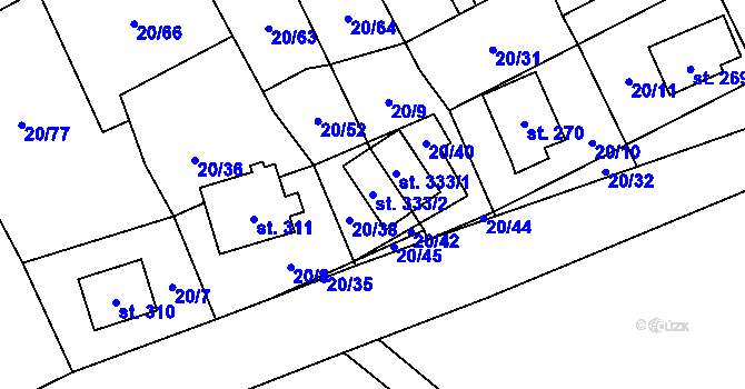 Parcela st. 333/2 v KÚ Háj u Loučné pod Klínovcem, Katastrální mapa