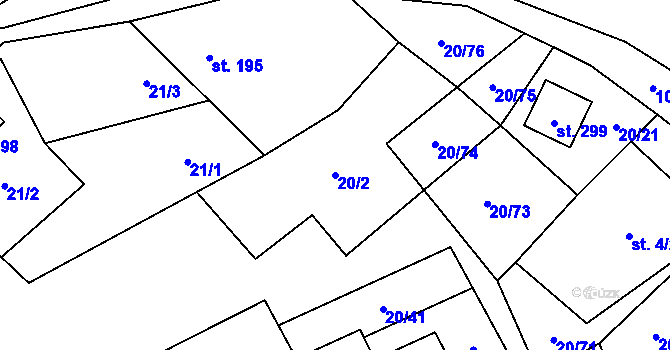 Parcela st. 20/2 v KÚ Háj u Loučné pod Klínovcem, Katastrální mapa