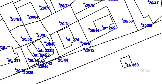 Parcela st. 20/10 v KÚ Háj u Loučné pod Klínovcem, Katastrální mapa