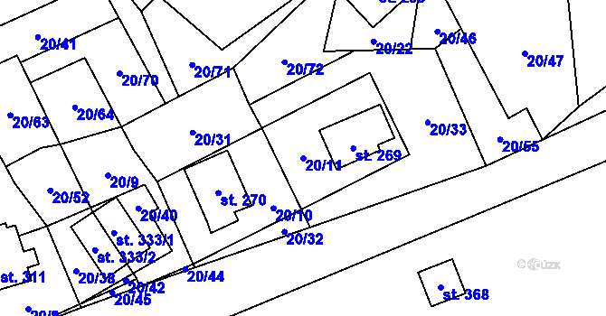 Parcela st. 20/11 v KÚ Háj u Loučné pod Klínovcem, Katastrální mapa