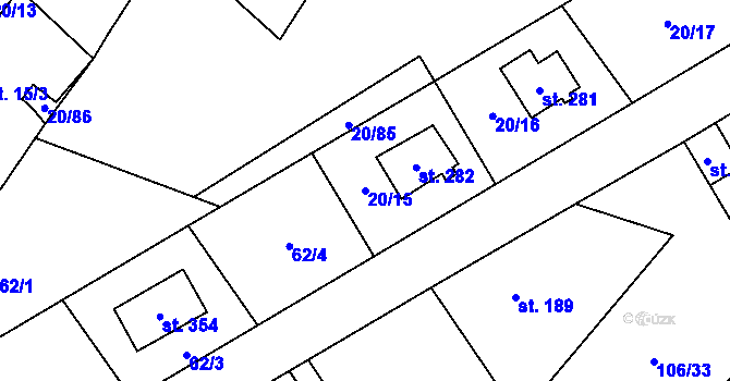 Parcela st. 20/15 v KÚ Háj u Loučné pod Klínovcem, Katastrální mapa