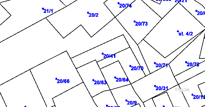 Parcela st. 20/41 v KÚ Háj u Loučné pod Klínovcem, Katastrální mapa