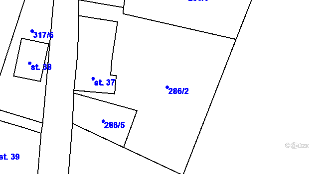 Parcela st. 286/2 v KÚ Háj u Loučné pod Klínovcem, Katastrální mapa