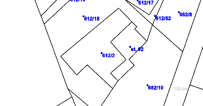 Parcela st. 612/2 v KÚ Háj u Loučné pod Klínovcem, Katastrální mapa