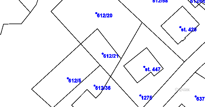 Parcela st. 612/21 v KÚ Háj u Loučné pod Klínovcem, Katastrální mapa