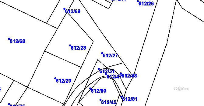 Parcela st. 612/27 v KÚ Háj u Loučné pod Klínovcem, Katastrální mapa