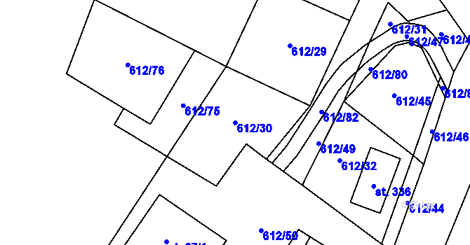 Parcela st. 612/30 v KÚ Háj u Loučné pod Klínovcem, Katastrální mapa