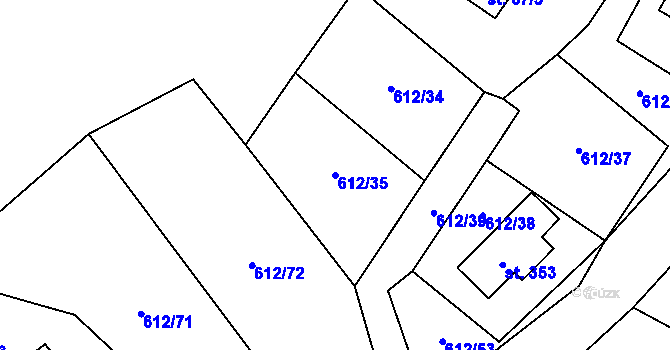Parcela st. 612/35 v KÚ Háj u Loučné pod Klínovcem, Katastrální mapa