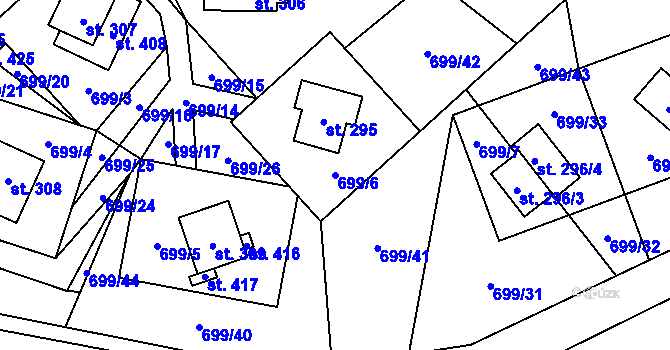 Parcela st. 699/6 v KÚ Háj u Loučné pod Klínovcem, Katastrální mapa