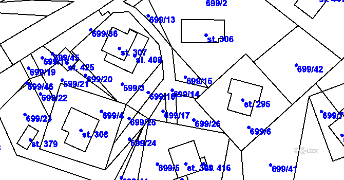 Parcela st. 699/14 v KÚ Háj u Loučné pod Klínovcem, Katastrální mapa