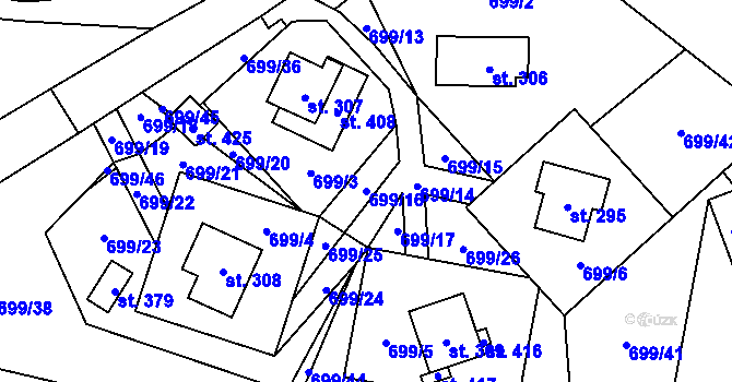 Parcela st. 699/16 v KÚ Háj u Loučné pod Klínovcem, Katastrální mapa