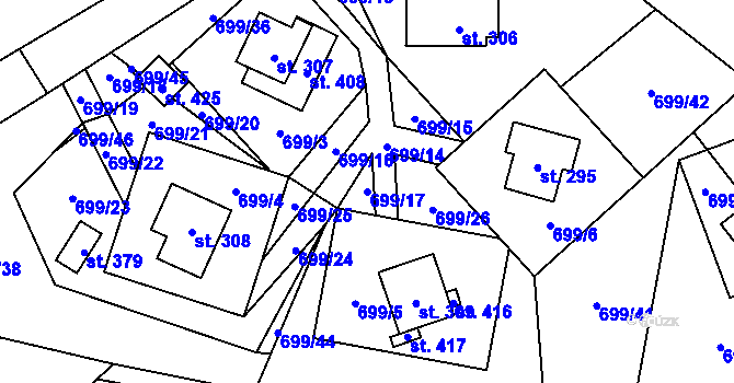 Parcela st. 699/17 v KÚ Háj u Loučné pod Klínovcem, Katastrální mapa